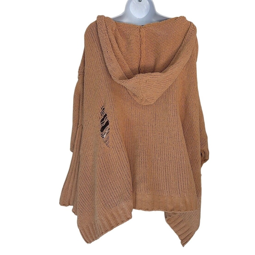 Pol Womens Boho Grunge Hoodie Sweater Distressed Chunky Knit Oversized L - Picture 4 of 7